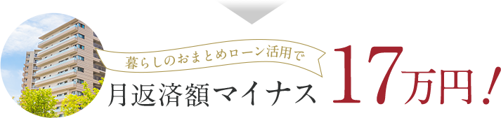 暮らしのおまとめローン活用で、月返済額マイナス17万円